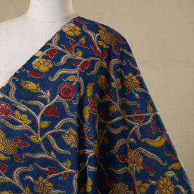 Blue - printed cotton kalamkari fabric 25 - handcrafted