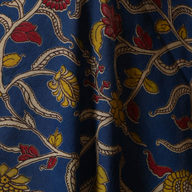 Blue - printed cotton kalamkari fabric 25 - handcrafted