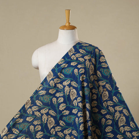 Blue - printed cotton kalamkari fabric 28 - handcrafted