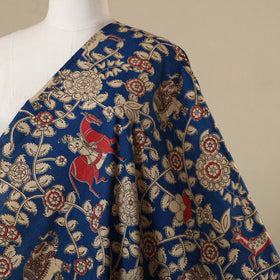 Blue - printed cotton kalamkari fabric 29 - handcrafted
