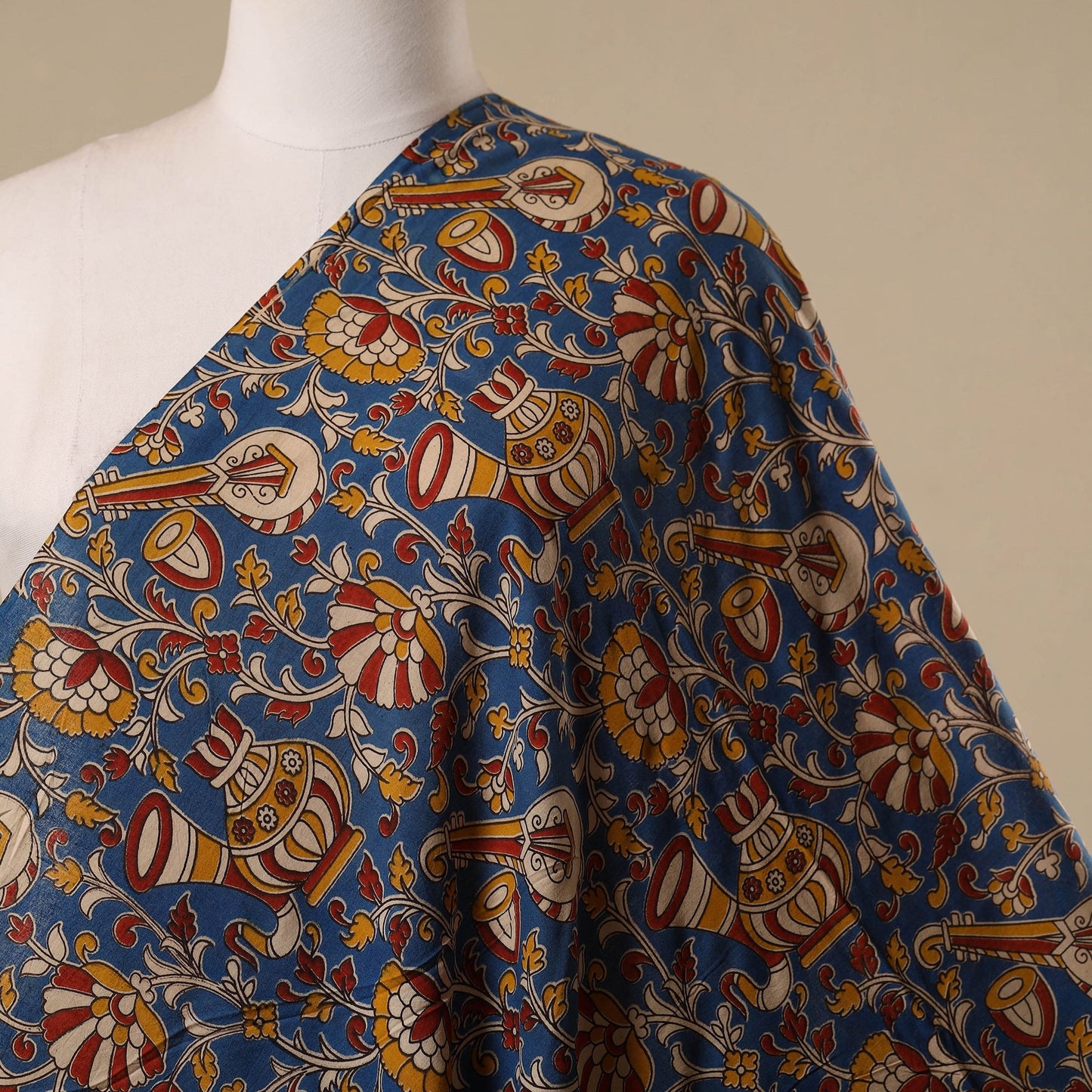 Printed cotton kalamkari fabric 38 - handcrafted