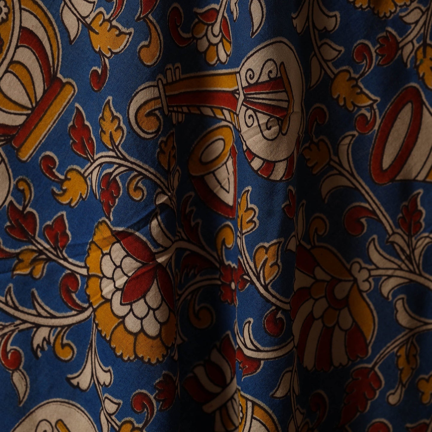 Printed cotton kalamkari fabric 38 - handcrafted