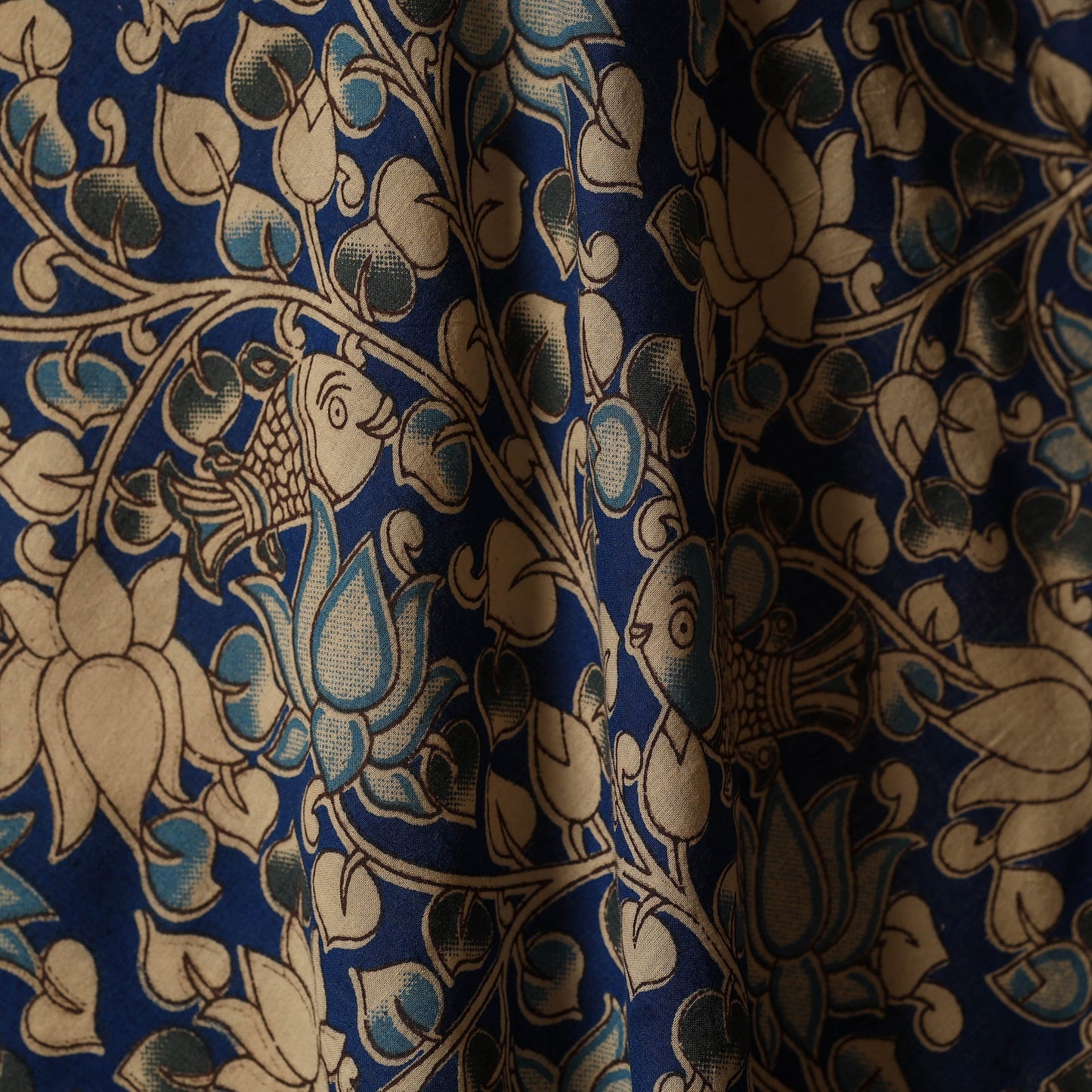 Printed cotton kalamkari fabric 45 - handcrafted