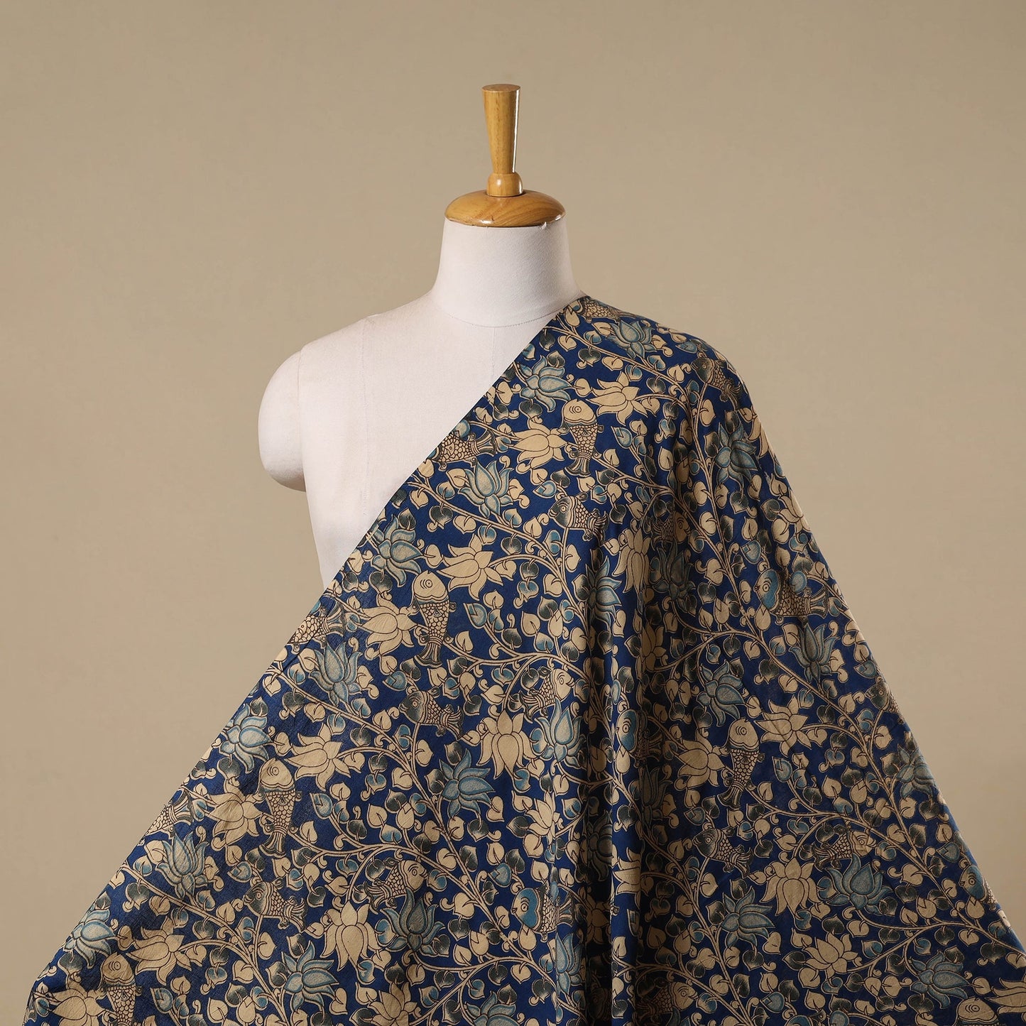 Printed cotton kalamkari fabric 45 - handcrafted