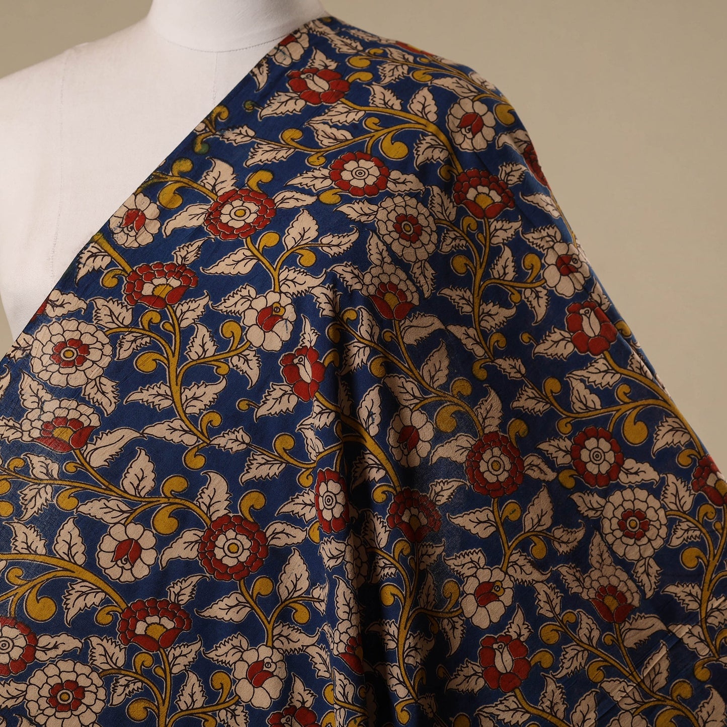 Printed cotton kalamkari fabric 47 - handcrafted