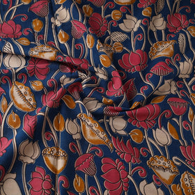 Blue Printed Cotton Kalamkari Fabric
