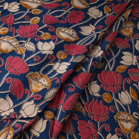 Blue Printed Cotton Kalamkari Fabric