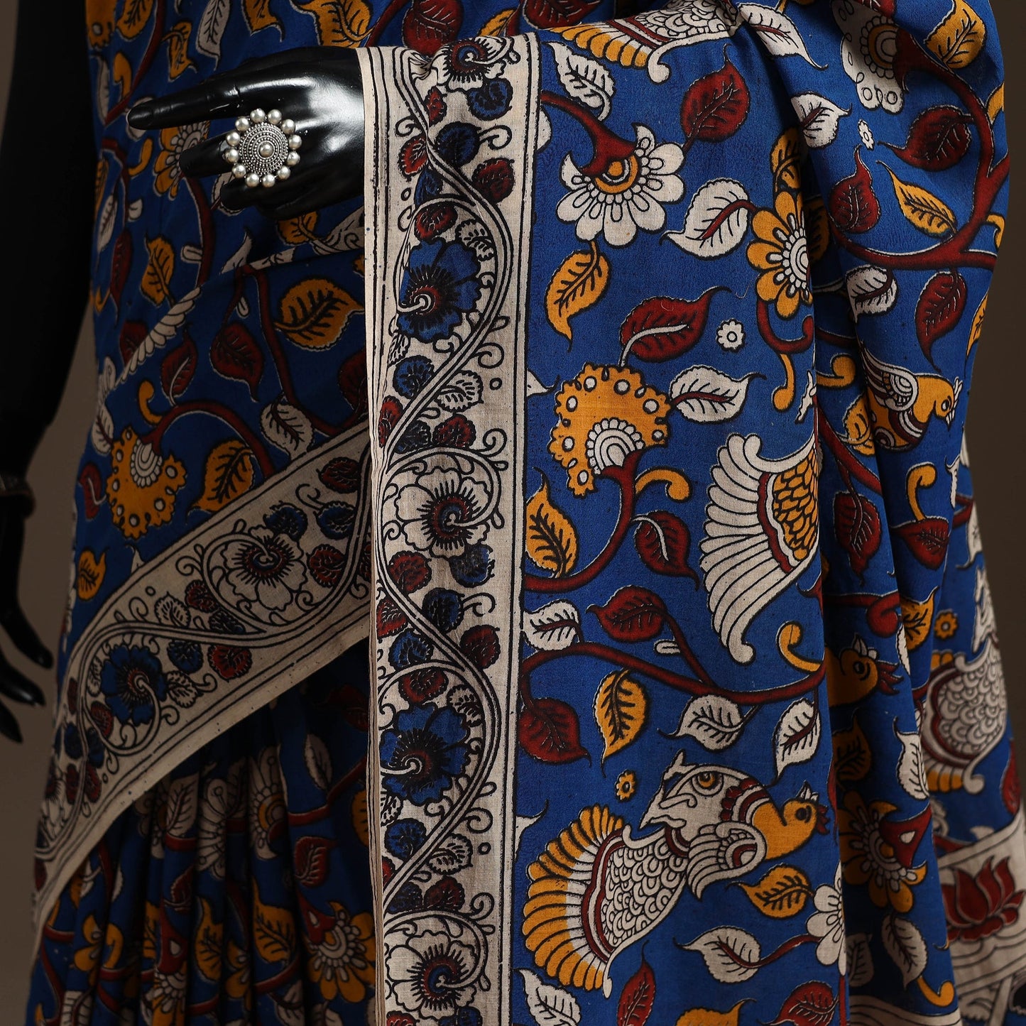 Printed cotton kalamkari saree 02 - handcrafted