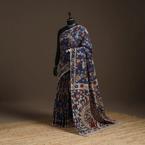 Printed cotton kalamkari saree 02 - handcrafted