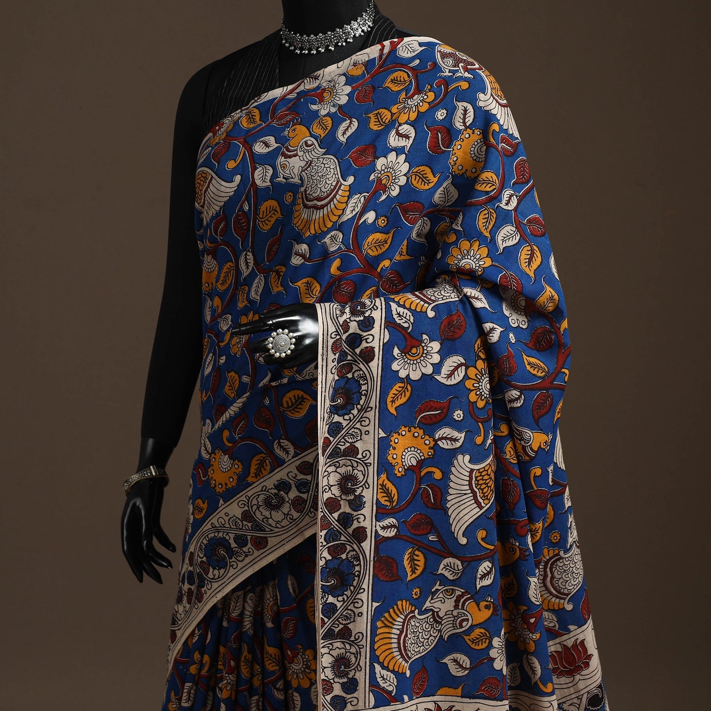 Printed cotton kalamkari saree 02 - handcrafted