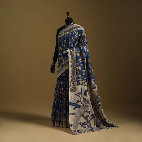 Printed cotton kalamkari saree 34 - handcrafted