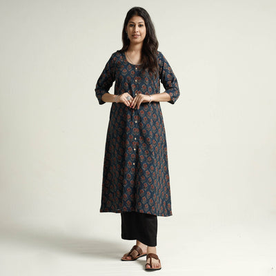  Ajrakh Block Printed Cotton Kurta with Palazzo Set Online at iTokri.com