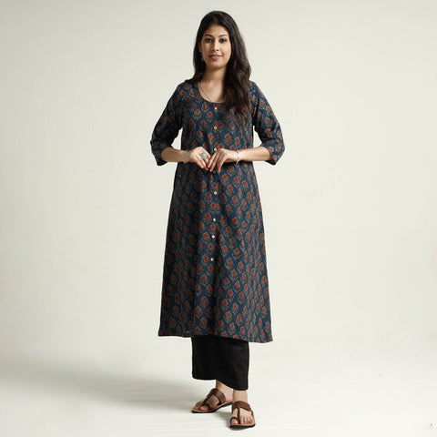  Ajrakh Block Printed Cotton Kurta with Palazzo Set Online at iTokri.com