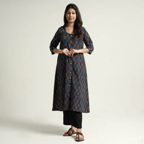  Ajrakh Block Printed Cotton Kurta with Palazzo Set Online at iTokri.com