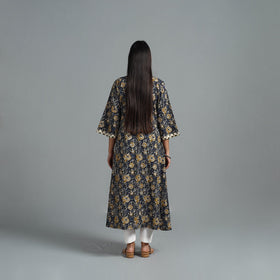 Buy Blue Block Printed Cotton A-Line Bagru Kurta