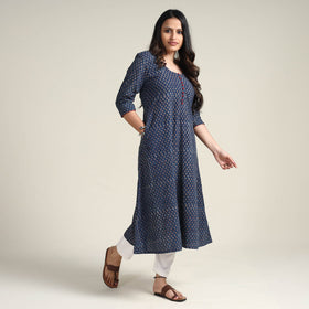  Ajrakh Block Printed Cotton Long Kurta for Women