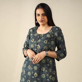  Ajrakh Block Printed Cotton Long Kurta for Women