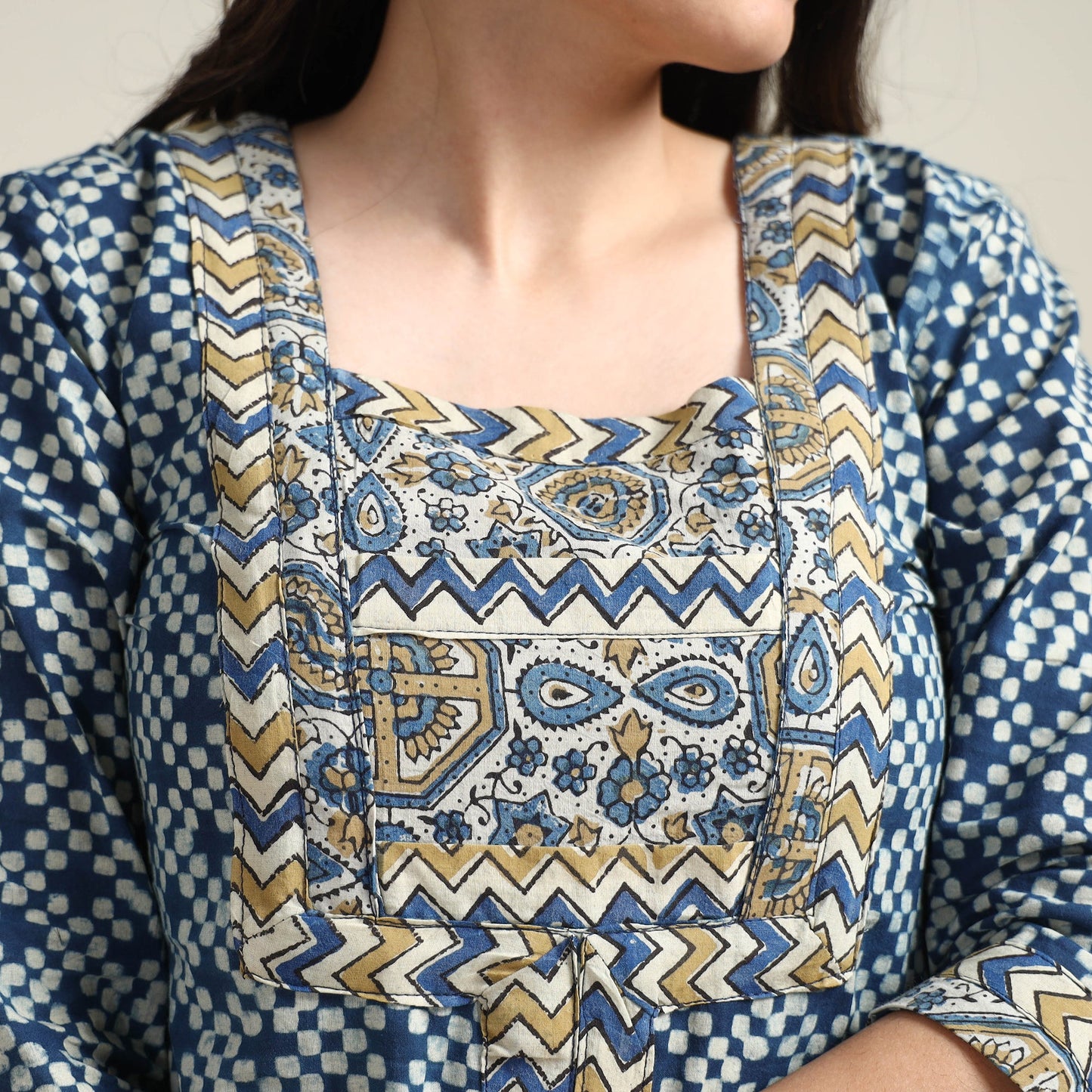  Ajrakh Block Printed Cotton Long Kurta for Women