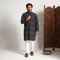 Buy Ajrakh Block Printed Cotton Men Long Kurta Online at iTokri.com