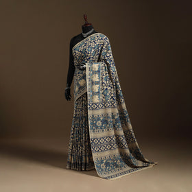Blue - printed cotton nellore kalamkari saree 06