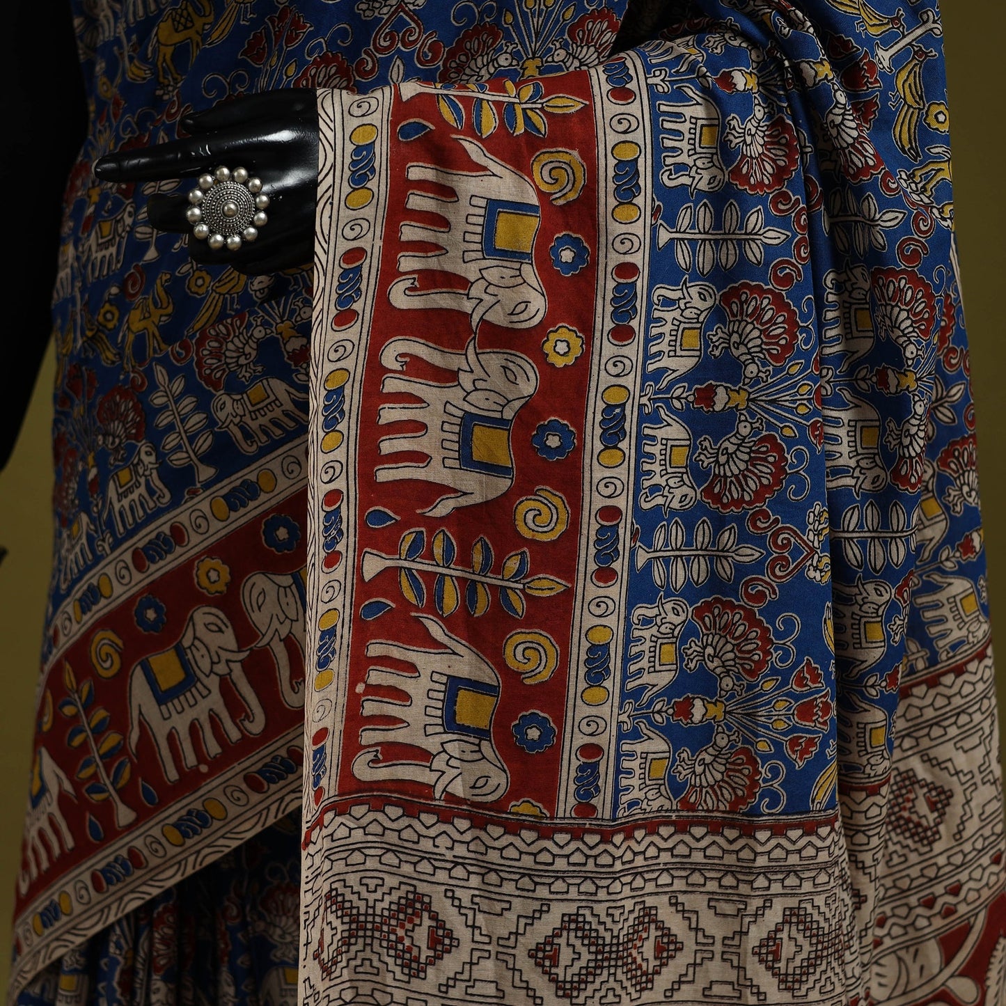 Printed cotton nellore kalamkari saree 28 - handcrafted