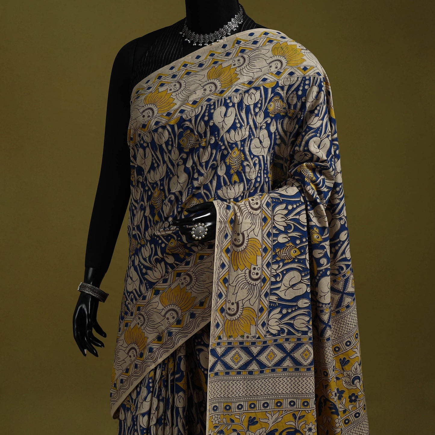 Printed cotton nellore kalamkari saree 40 - handcrafted