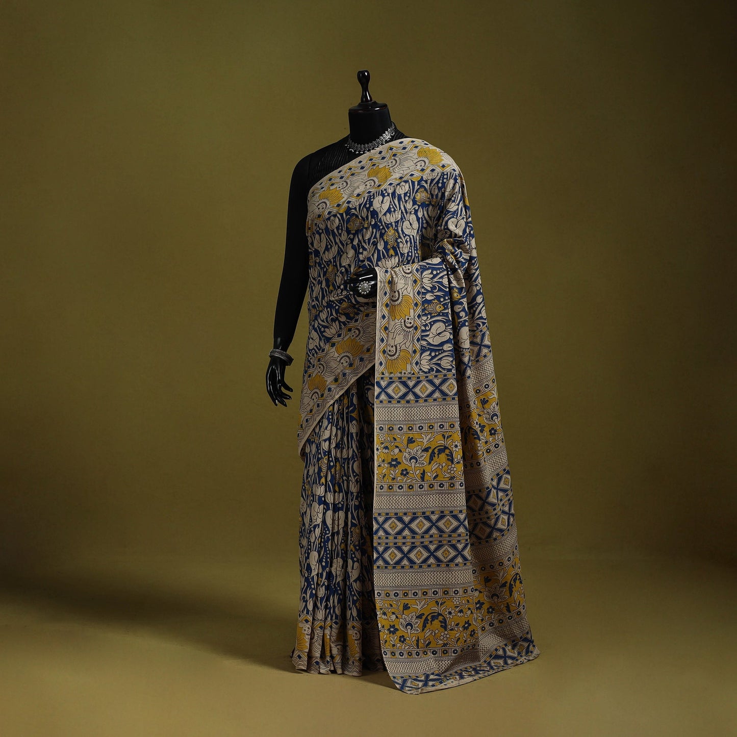 Printed cotton nellore kalamkari saree 40 - handcrafted