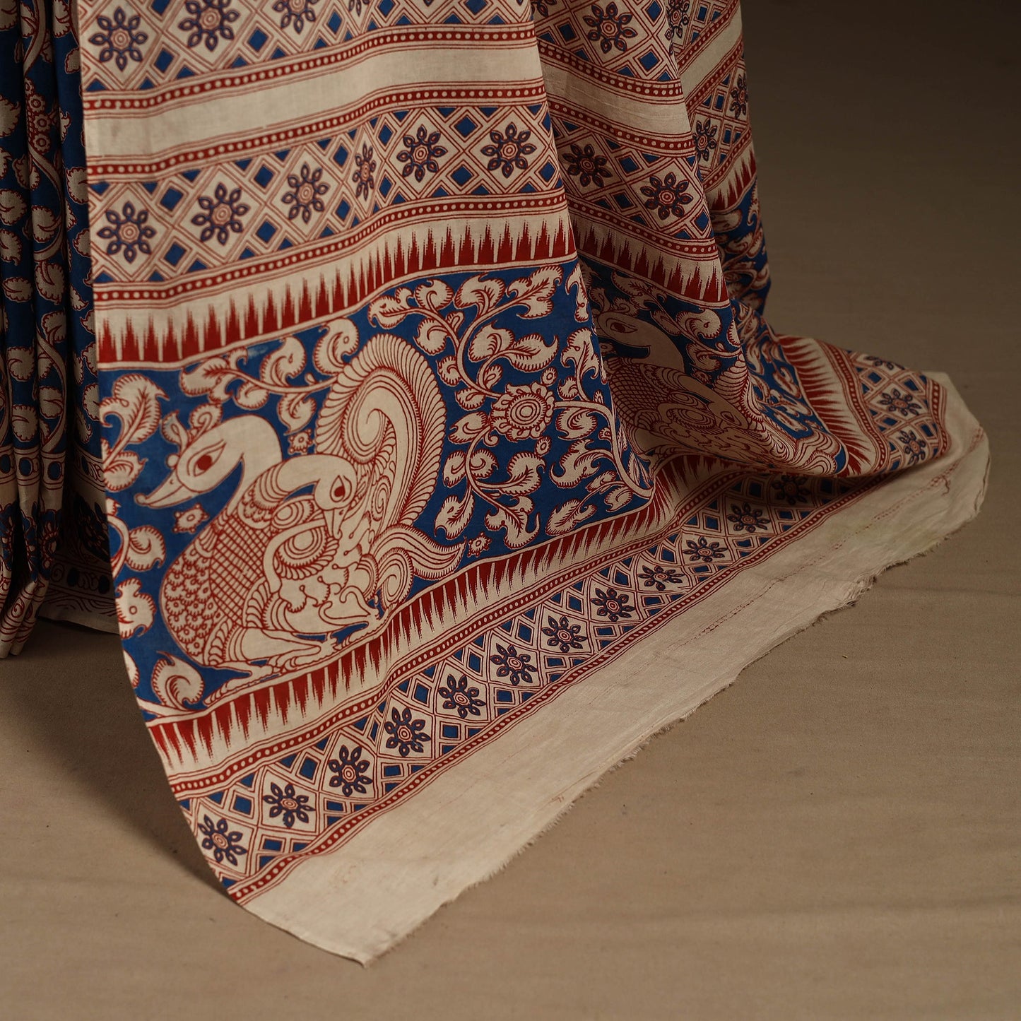 Blue - printed cotton nellore kalamkari saree 53