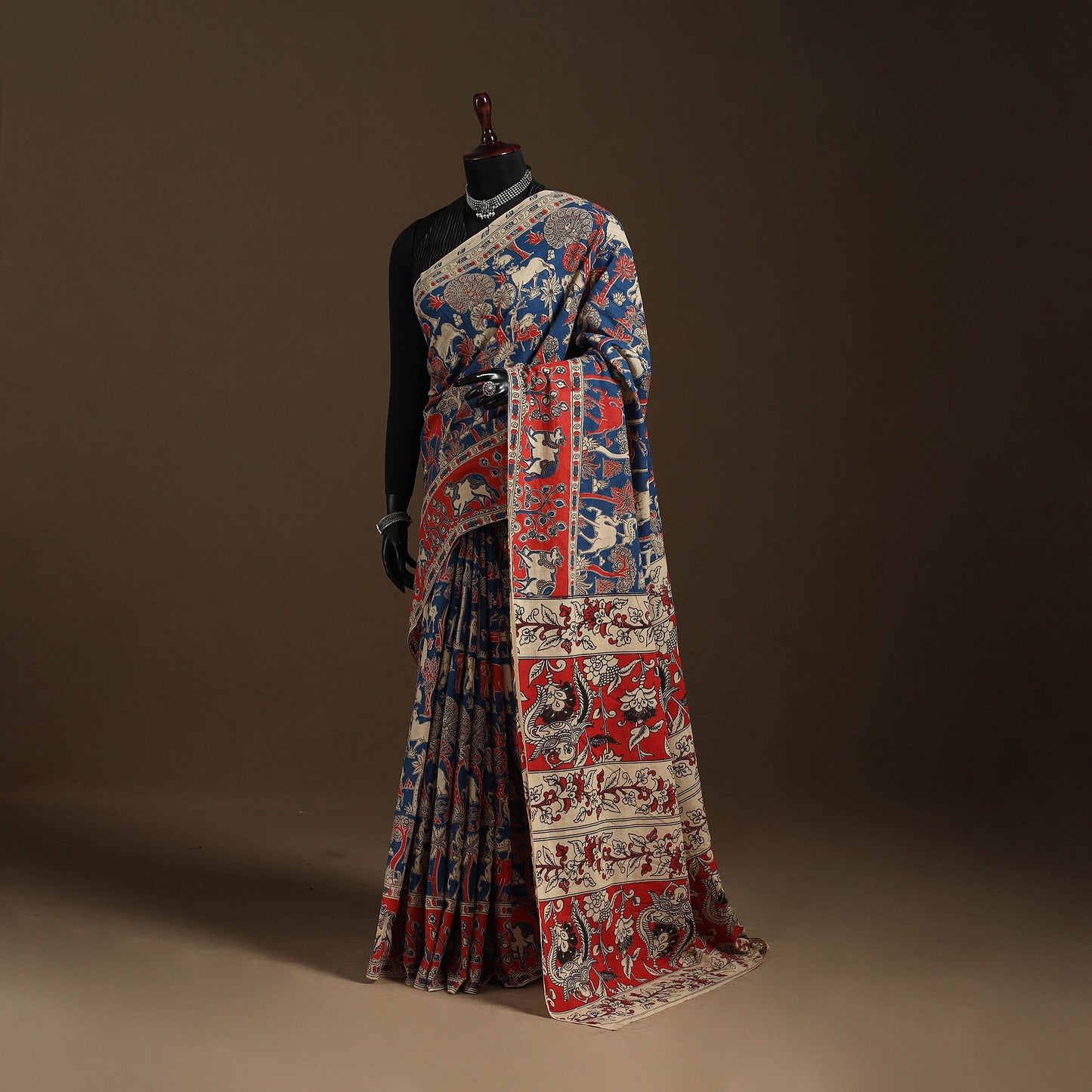 Blue - printed cotton nellore kalamkari saree 69