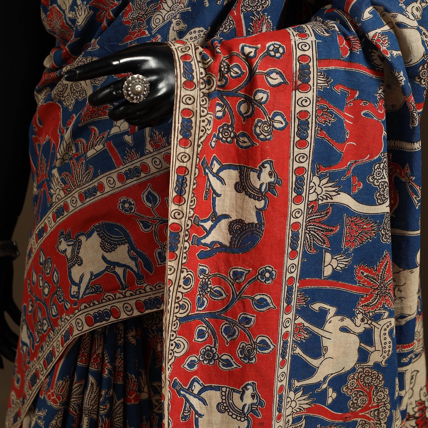 Blue - printed cotton nellore kalamkari saree 69