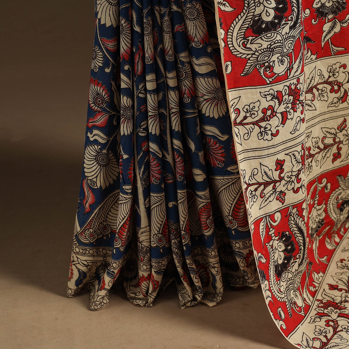 Blue - printed cotton nellore kalamkari saree 70