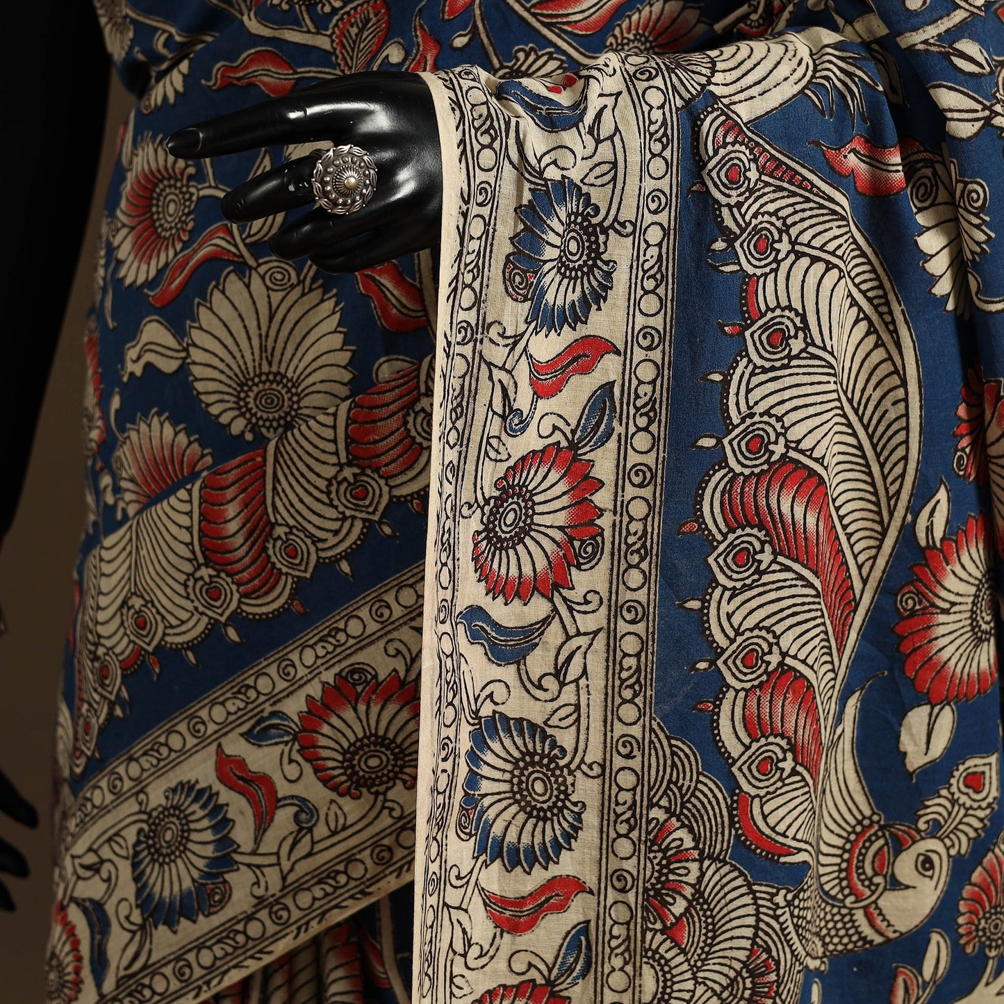 Blue - printed cotton nellore kalamkari saree 70