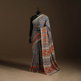 Blue - printed cotton nellore kalamkari saree 85