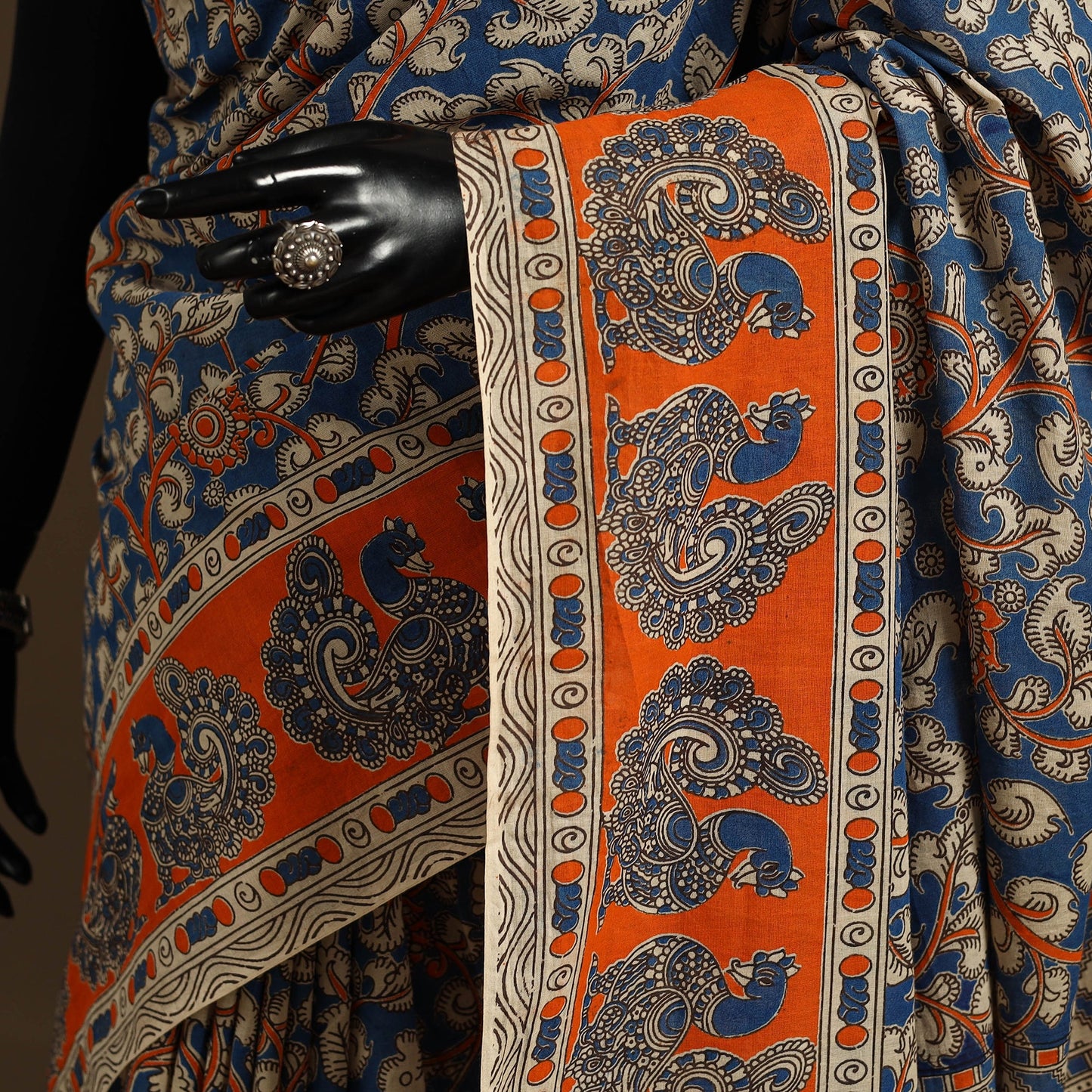 Blue - printed cotton nellore kalamkari saree 85