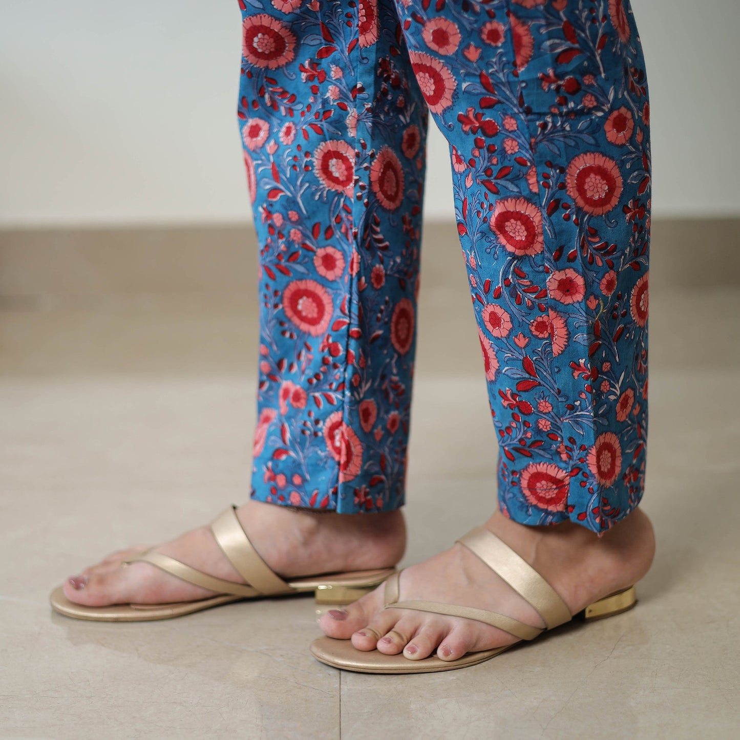 Blue - Block Printed Cotton Sanganeri Co-Ord Set 04