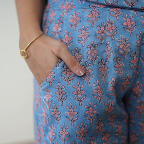 Blue - printed cotton sanganeri co-ord set 06 - handcrafted