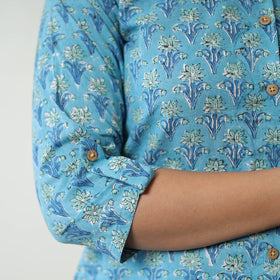 Blue - printed cotton sanganeri co-ord set 07 - handcrafted