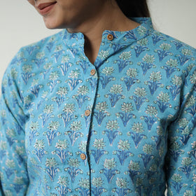 Blue - printed cotton sanganeri co-ord set 07 - handcrafted