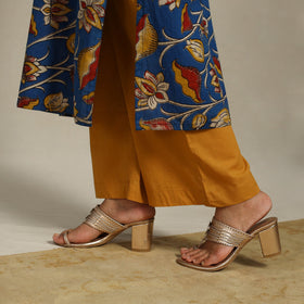 Blue Printed Cotton Straight Kalamkari Kurta with Embroidery