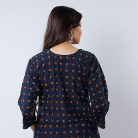 Blue - Ajrakh Block Printed Cotton Straight Kurta 01