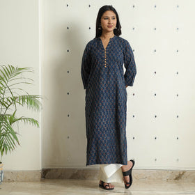 Buy Ajrakh Block Printed Cotton Straight Kurta 03 Online at iTokri.com