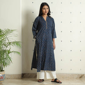 Buy Ajrakh Block Printed Cotton Straight Kurta 03 Online at iTokri.com