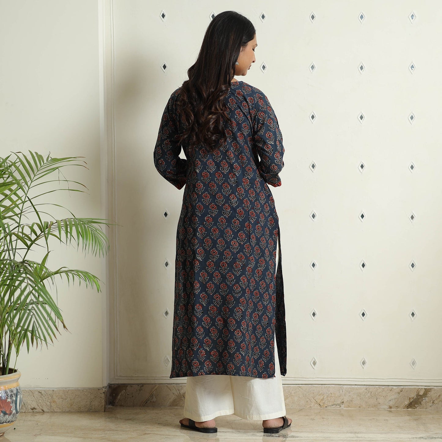 Buy Ajrakh Block Printed Cotton Straight Kurta for Women