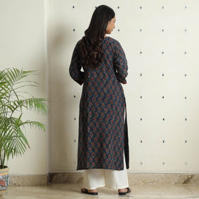 Buy Ajrakh Block Printed Cotton Straight Kurta for Women