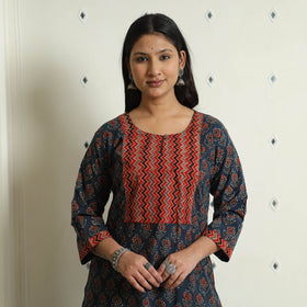 Buy Ajrakh Block Printed Cotton Straight Kurta for Women