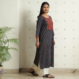 Buy Ajrakh Block Printed Cotton Straight Kurta for Women