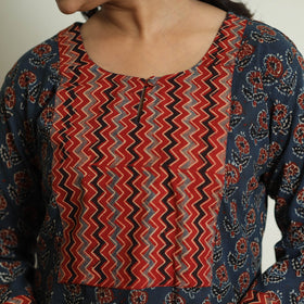 Buy Ajrakh Block Printed Cotton Straight Kurta for Women