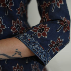 Blue - printed cotton straight kurta 30 - handcrafted