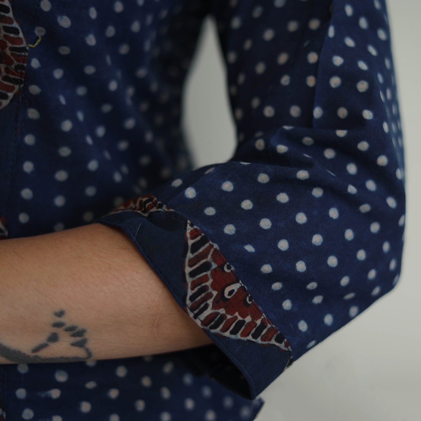 Blue - printed cotton straight kurta 38 - handcrafted