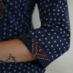 Blue - printed cotton straight kurta 38 - handcrafted